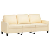 3-Seater Sofa with Footstool Cream 180 cm Fabric