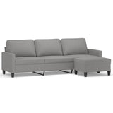 3-Seater Sofa with Footstool Light Grey 210 cm Fabric - Front View