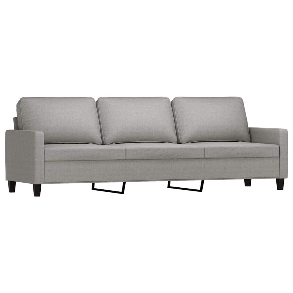 3-Seater Sofa with Footstool Light Grey 210 cm Fabric