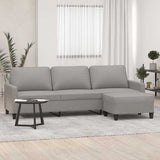 3-Seater Sofa with Footstool Light Grey 210 cm Fabric