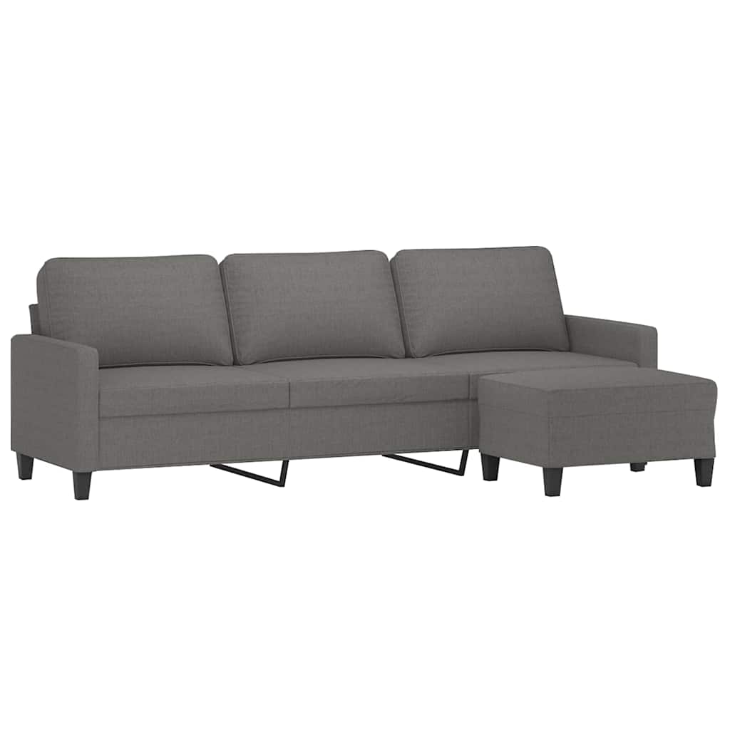 3-Seater Sofa with Footstool Dark Grey 210 cm Fabric