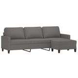 3-Seater Sofa with Footstool Dark Grey 210 cm Fabric