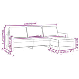 3-Seater Sofa with Footstool Dark Grey 210 cm Fabric