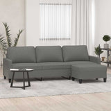3-Seater Sofa with Footstool Dark Grey 210 cm Fabric