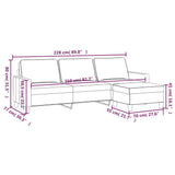 3-Seater Sofa with Footstool Cream 210 cm Fabric