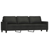 3-Seater Sofa with Footstool Black 210 cm Fabric