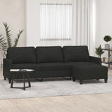 3-Seater Sofa with Footstool Black 210 cm Fabric