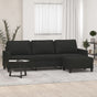 3-Seater Sofa with Footstool Black 210 cm Fabric