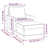 Sofa Chair with Footstool Dark Grey 60 cm Velvet - Close-Up Angle