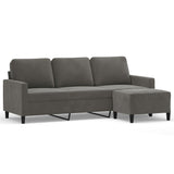 3-Seater Sofa with Footstool Dark Grey 180 cm Velvet - Front View