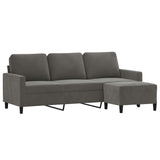 3-Seater Sofa with Footstool Dark Grey 180 cm Velvet - Side View