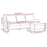 3-Seater Sofa with Footstool Dark Grey 180 cm Velvet