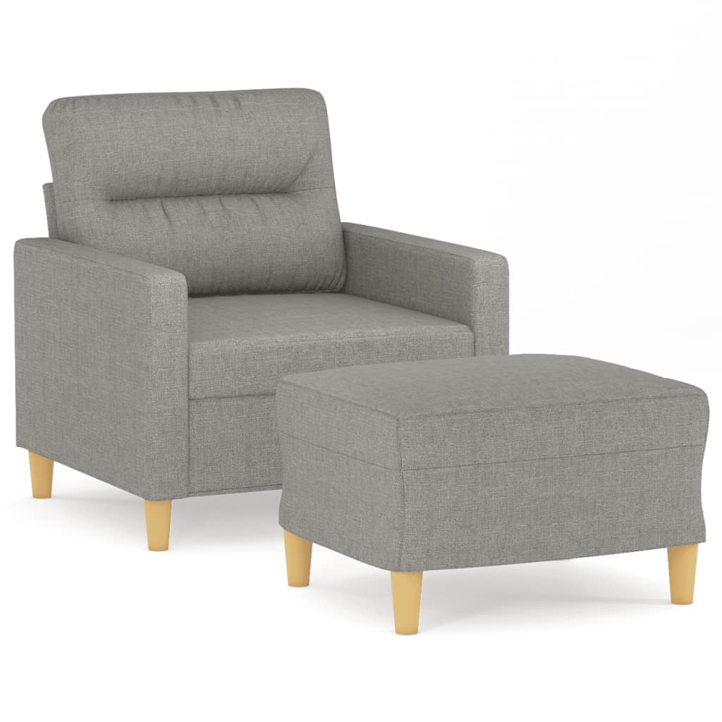 Sofa Chair with Footstool Light Grey 60 cm Fabric