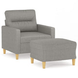 Sofa Chair with Footstool Light Grey 60 cm Fabric