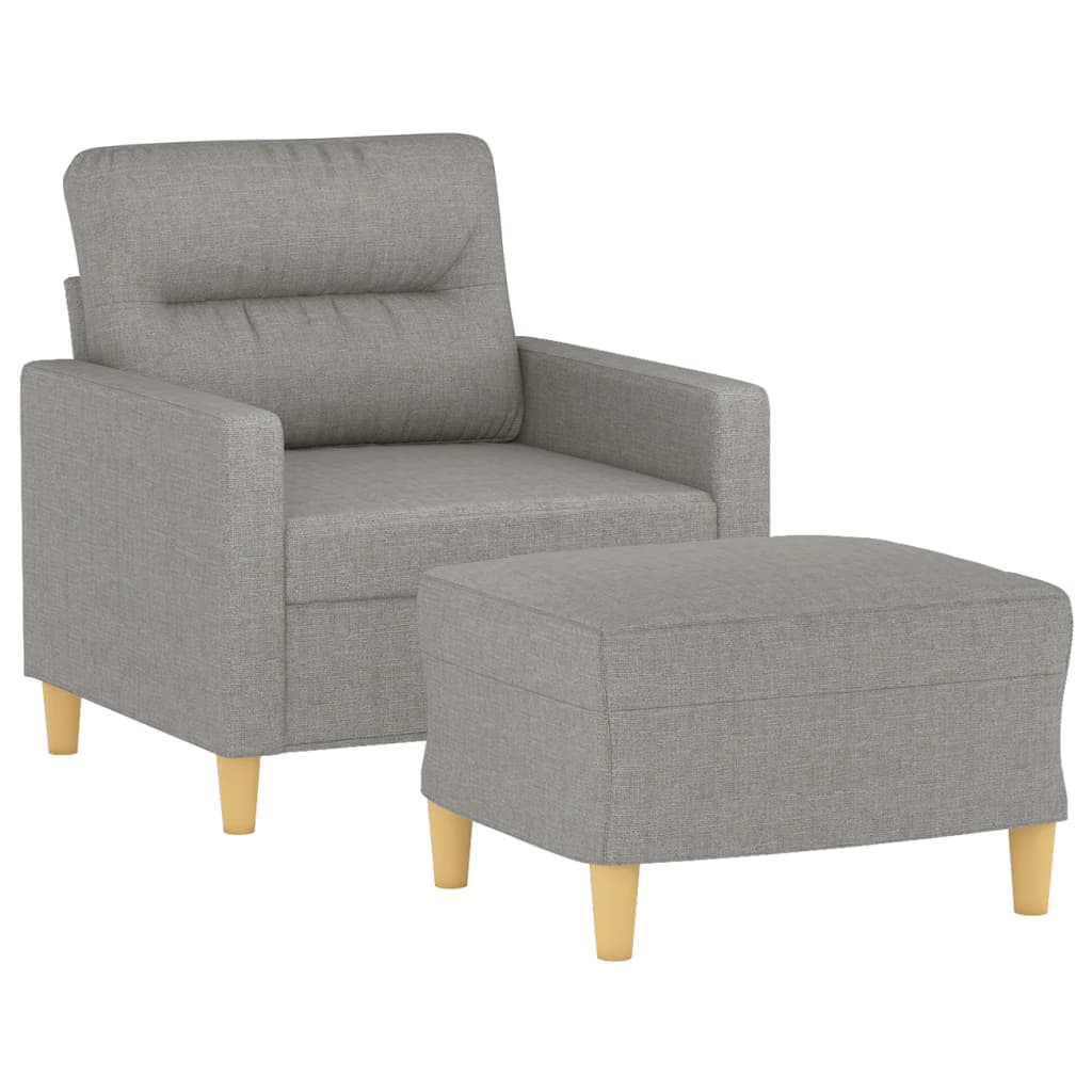 Sofa Chair with Footstool Light Grey 60 cm Fabric