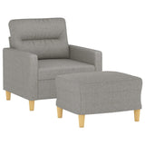 Sofa Chair with Footstool Light Grey 60 cm Fabric - Side View