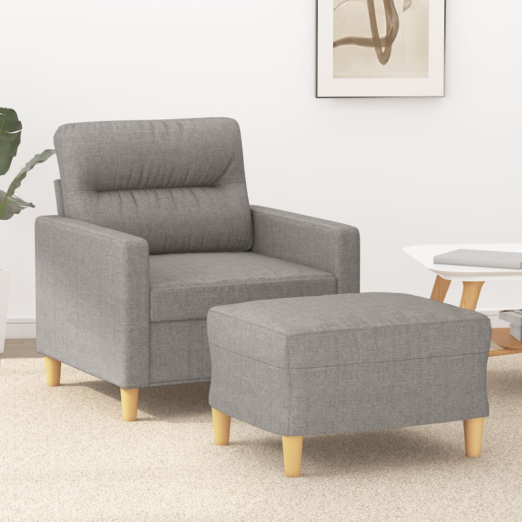 Sofa Chair with Footstool Light Grey 60 cm Fabric
