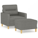 Sofa Chair with Footstool Dark Grey 60 cm Fabric - Front View
