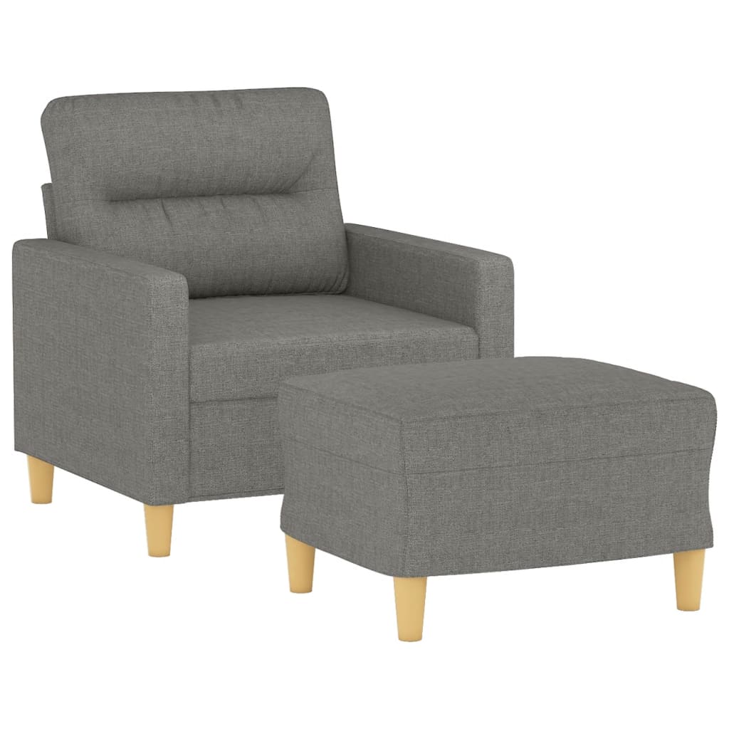 Sofa Chair with Footstool Dark Grey 60 cm Fabric