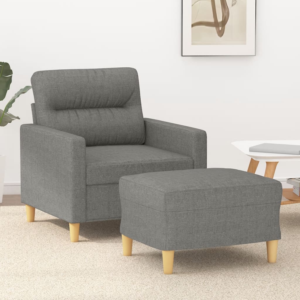 Sofa Chair with Footstool Dark Grey 60 cm Fabric