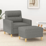Sofa Chair with Footstool Dark Grey 60 cm Fabric