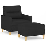 Sofa Chair with Footstool Black 60 cm Fabric - Front View
