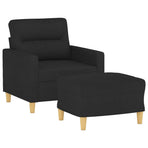 Sofa Chair with Footstool Black 60 cm Fabric