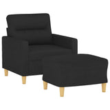 Sofa Chair with Footstool Black 60 cm Fabric - Side View