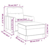Sofa Chair with Footstool Black 60 cm Fabric
