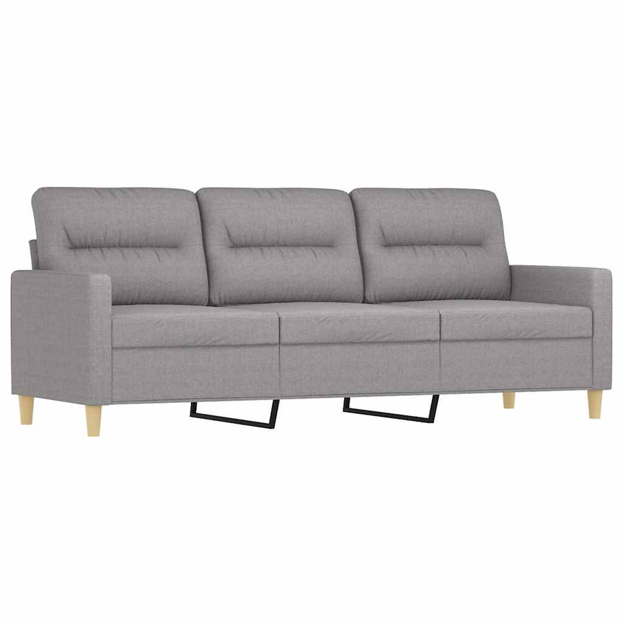 3-Seater Sofa with Footstool Light Grey 180 cm Fabric
