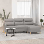 3-Seater Sofa with Footstool Light Grey 180 cm Fabric