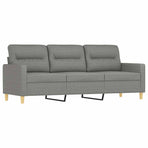 3-Seater Sofa with Footstool Dark Grey 180 cm Fabric