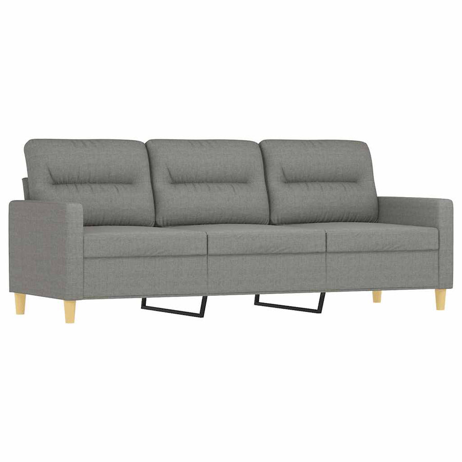 3-Seater Sofa with Footstool Dark Grey 180 cm Fabric