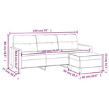 3-Seater Sofa with Footstool Cream 180 cm Fabric