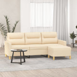 3-Seater Sofa with Footstool Cream 180 cm Fabric