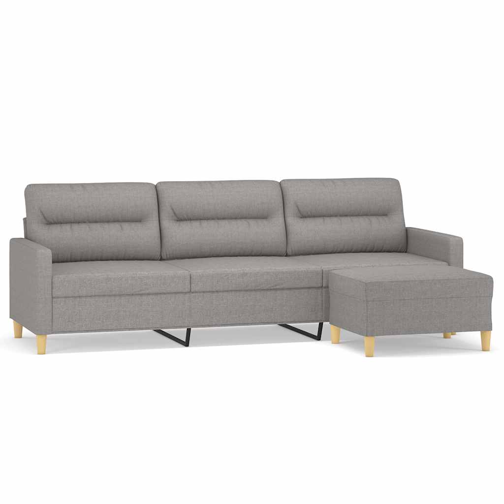 3-Seater Sofa with Footstool Light Grey 210 cm Fabric