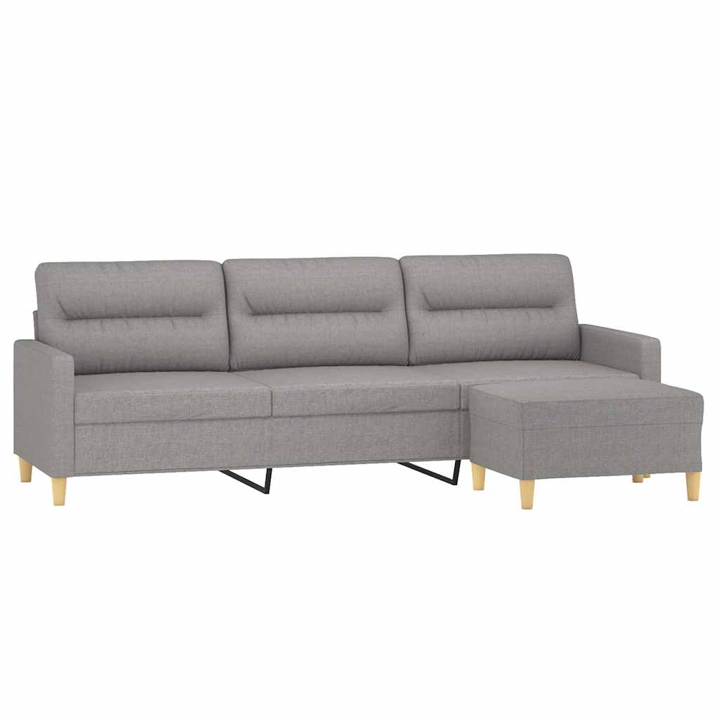 3-Seater Sofa with Footstool Light Grey 210 cm Fabric