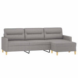 3-Seater Sofa with Footstool Light Grey 210 cm Fabric