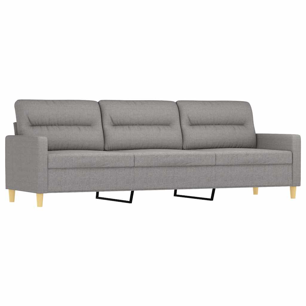 3-Seater Sofa with Footstool Light Grey 210 cm Fabric