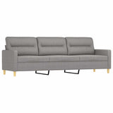 3-Seater Sofa with Footstool Light Grey 210 cm Fabric