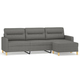 3-Seater Sofa with Footstool Dark Grey 210 cm Fabric