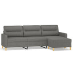 3-Seater Sofa with Footstool Dark Grey 210 cm Fabric