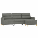 3-Seater Sofa with Footstool Dark Grey 210 cm Fabric - Side View