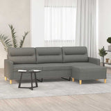 3-Seater Sofa with Footstool Dark Grey 210 cm Fabric