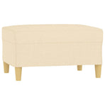 3-Seater Sofa with Footstool Cream 210 cm Fabric
