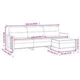 3-Seater Sofa with Footstool Cream 210 cm Fabric