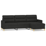 3-Seater Sofa with Footstool Black 210 cm Fabric - Front View