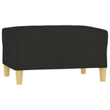 3-Seater Sofa with Footstool Black 210 cm Fabric