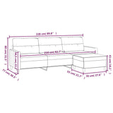3-Seater Sofa with Footstool Black 210 cm Fabric