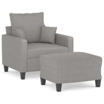 Sofa Chair with Footstool Light Grey 60 cm Fabric